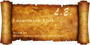 Lazarovics Etel névjegykártya